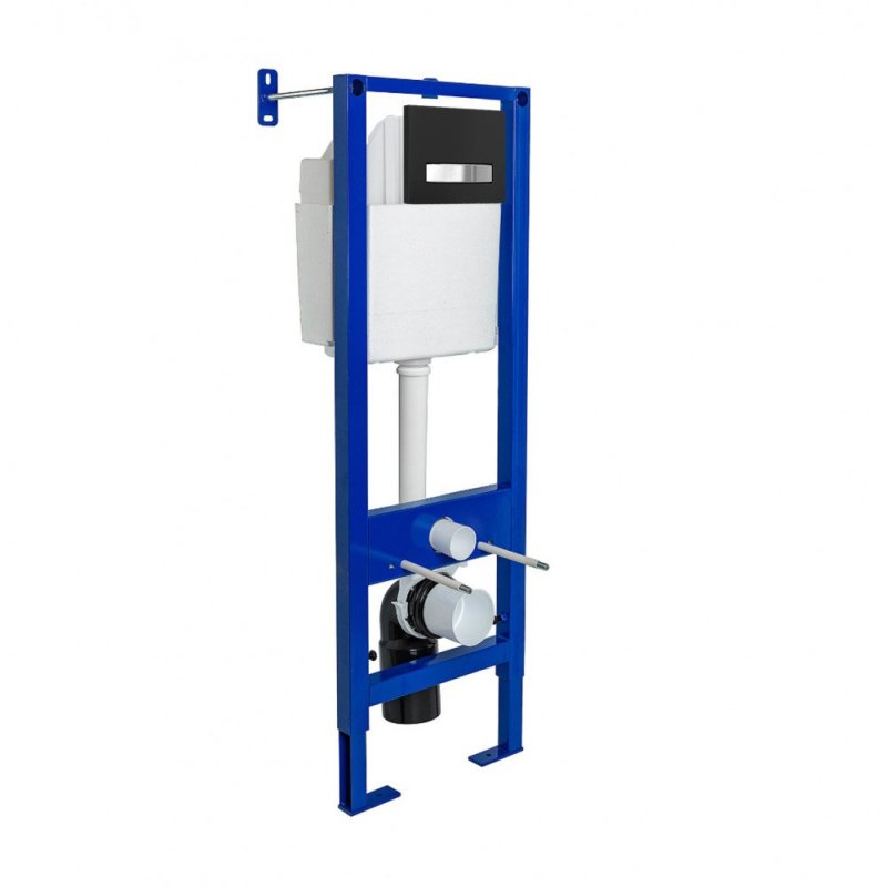 Инсталляция для подвесного унитаза Berges Atom 410 c кнопкой Line черной / хром (040342)